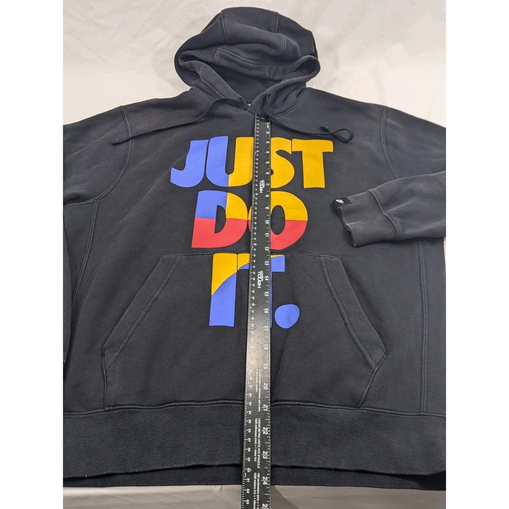 Nike Just Do It Pullover Hoodie Black Mens Size Medium Multicolor‎ - Picture 6 of 9